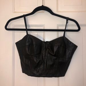 BCBG Maxazria lamb skin leather crop top